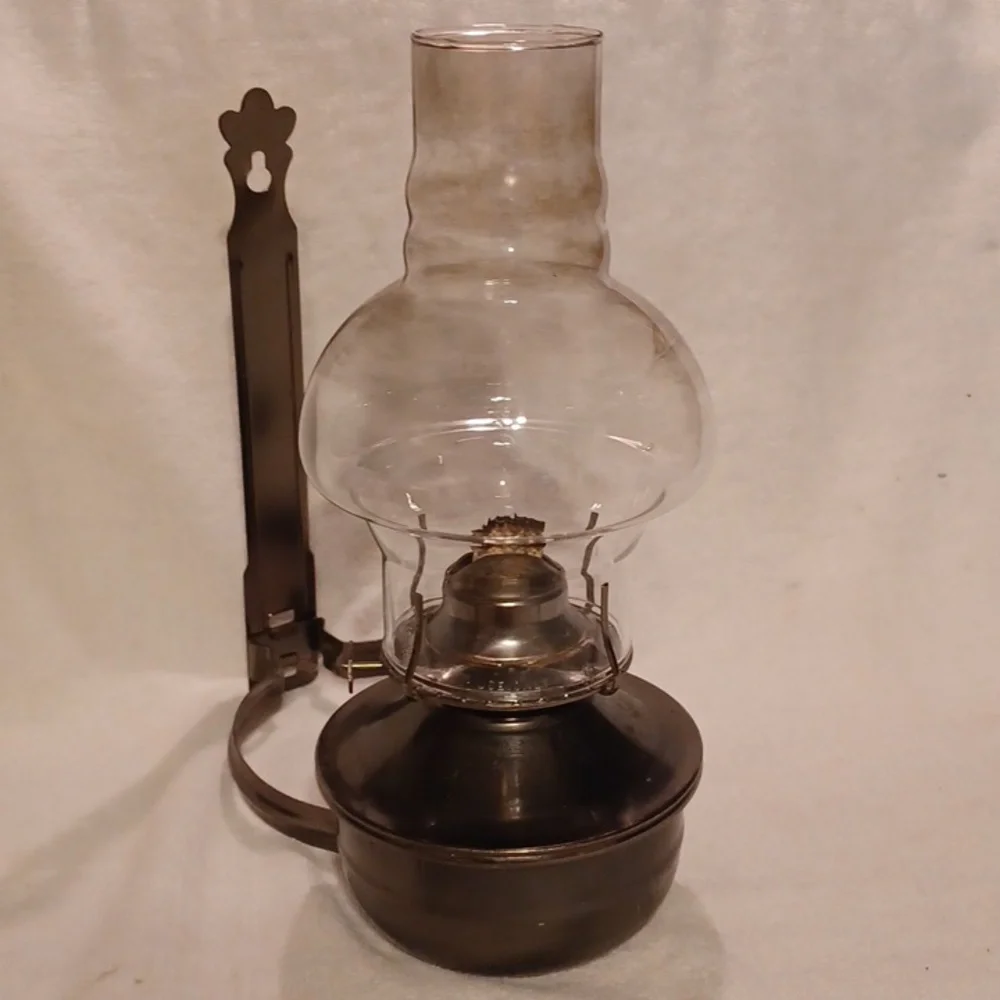Vintage Clear Glass and Bronze Lantern